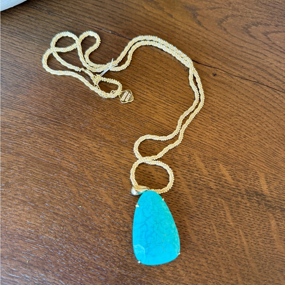 Kendra Scott Gold Necklace with Blue Pendant